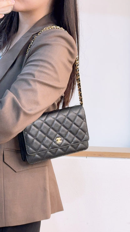 Chanel Black Caviar Classic WOC (GHW)