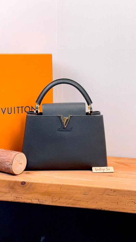LV Black Taurillon Capucines PM