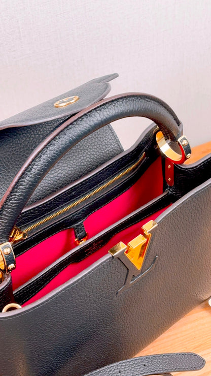 LV Black Taurillon Capucines PM