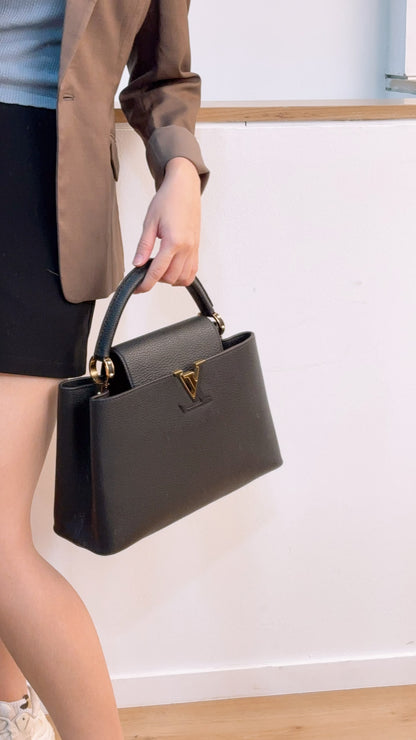 LV Black Taurillon Capucines PM
