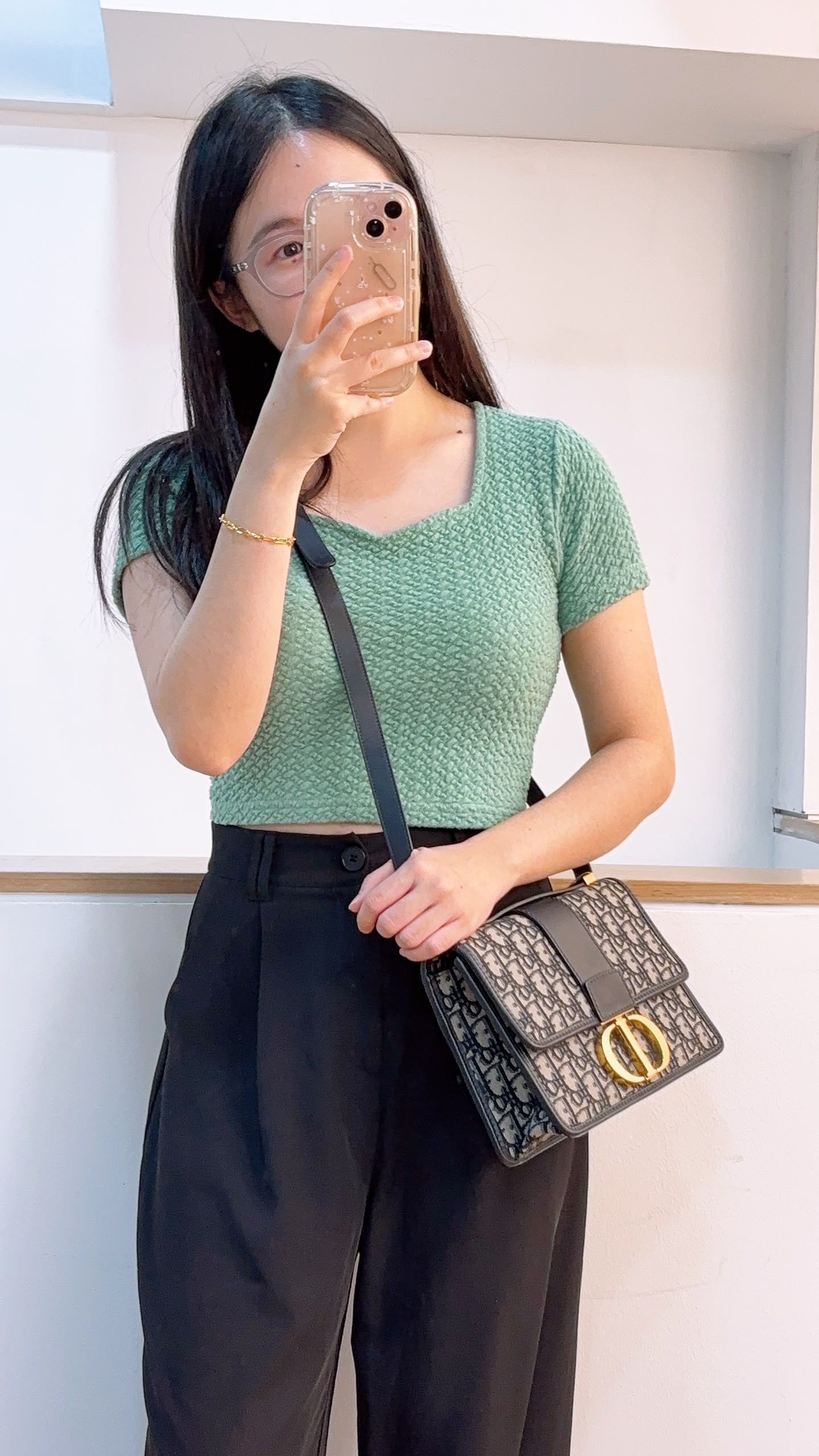Dior Navy Oblique 30 Montaigne Bag (GHW)