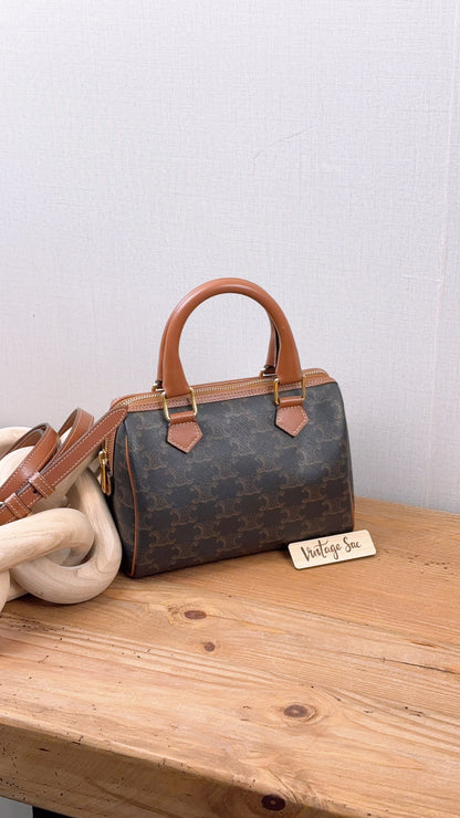 Celine Triomphe Canvas Small Boston Bag