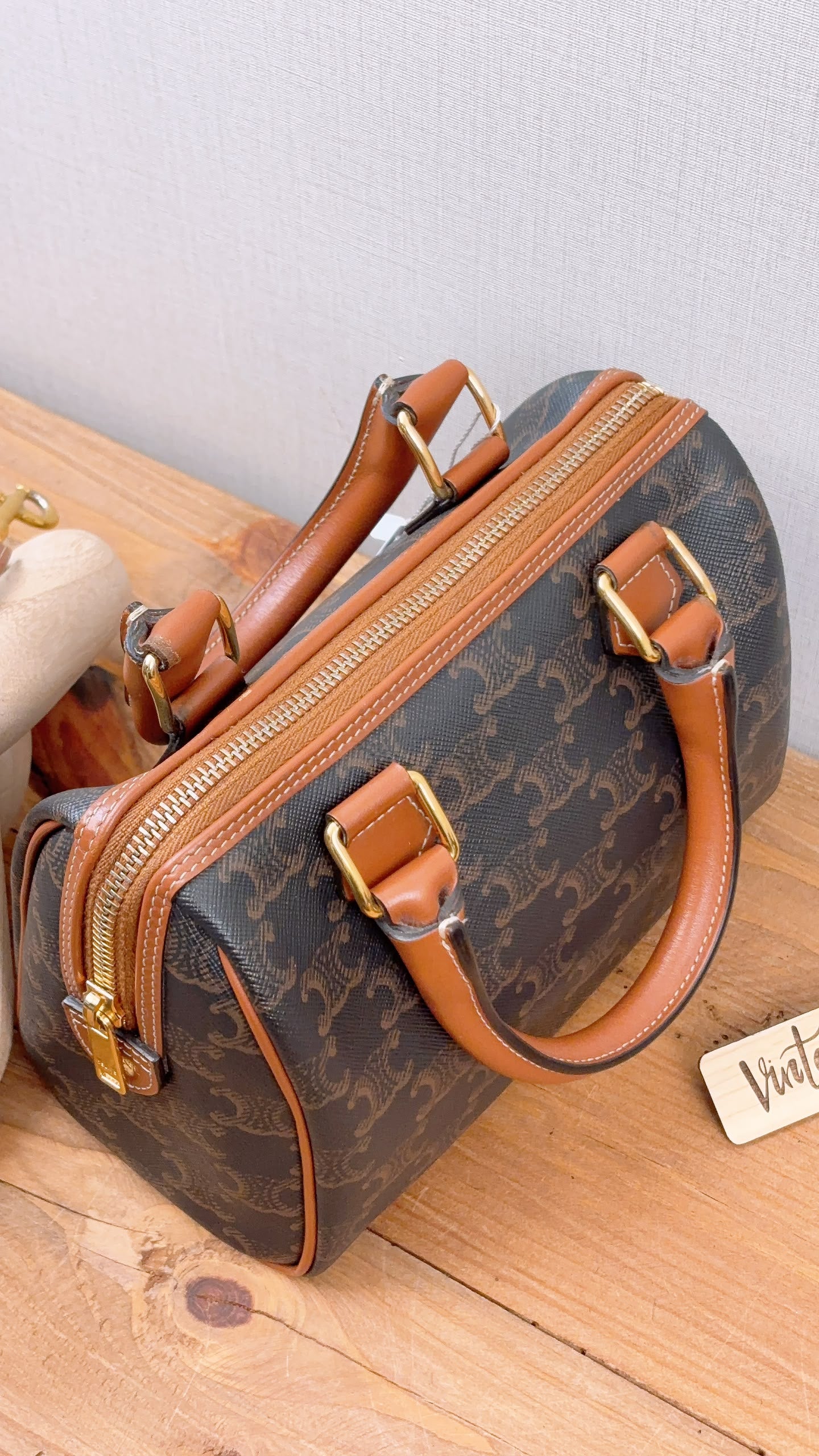 Celine Triomphe Canvas Small Boston Bag
