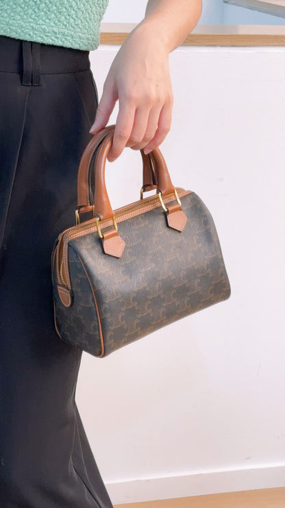 Celine Triomphe Canvas Small Boston Bag