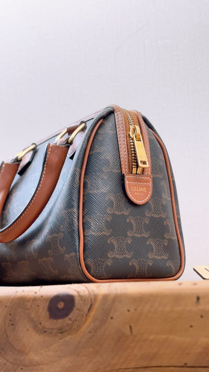 Celine Triomphe Canvas Small Boston Bag