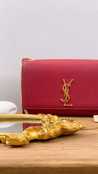 YSL Red Medium Kate Bag (GHW)