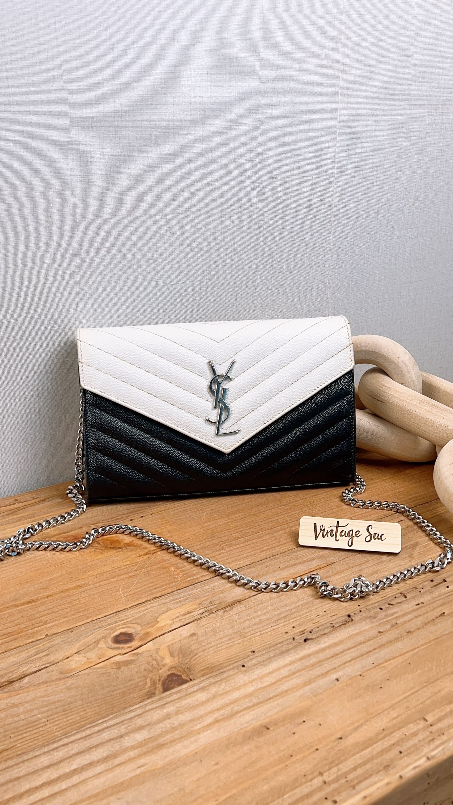 YSL Black x White Grain de Poudre Cassandre Envelope WOC (SHW)