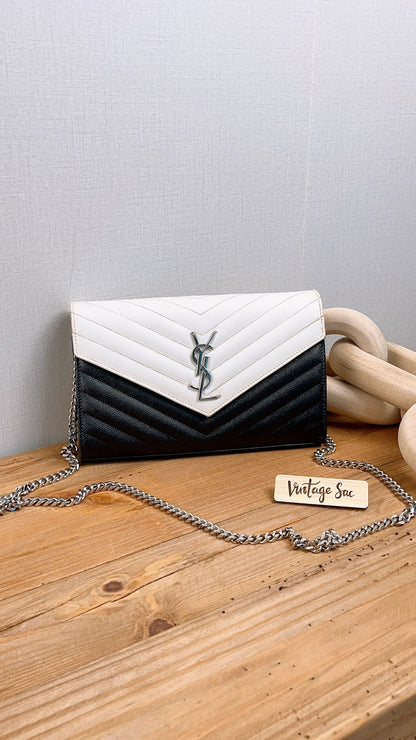 YSL Black x White Grain de Poudre Cassandre Envelope WOC (SHW)