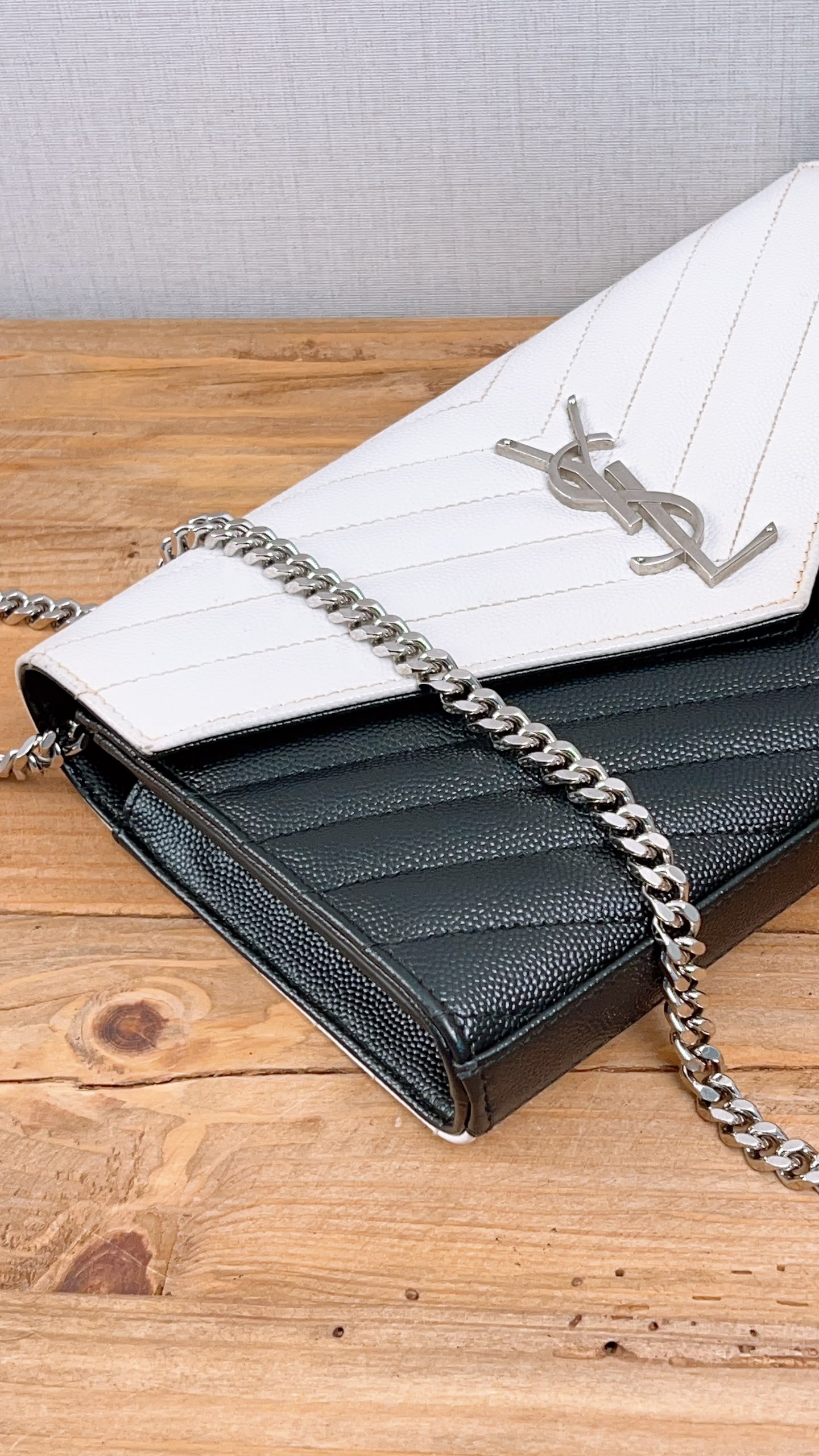 YSL Black x White Grain de Poudre Cassandre Envelope WOC (SHW)