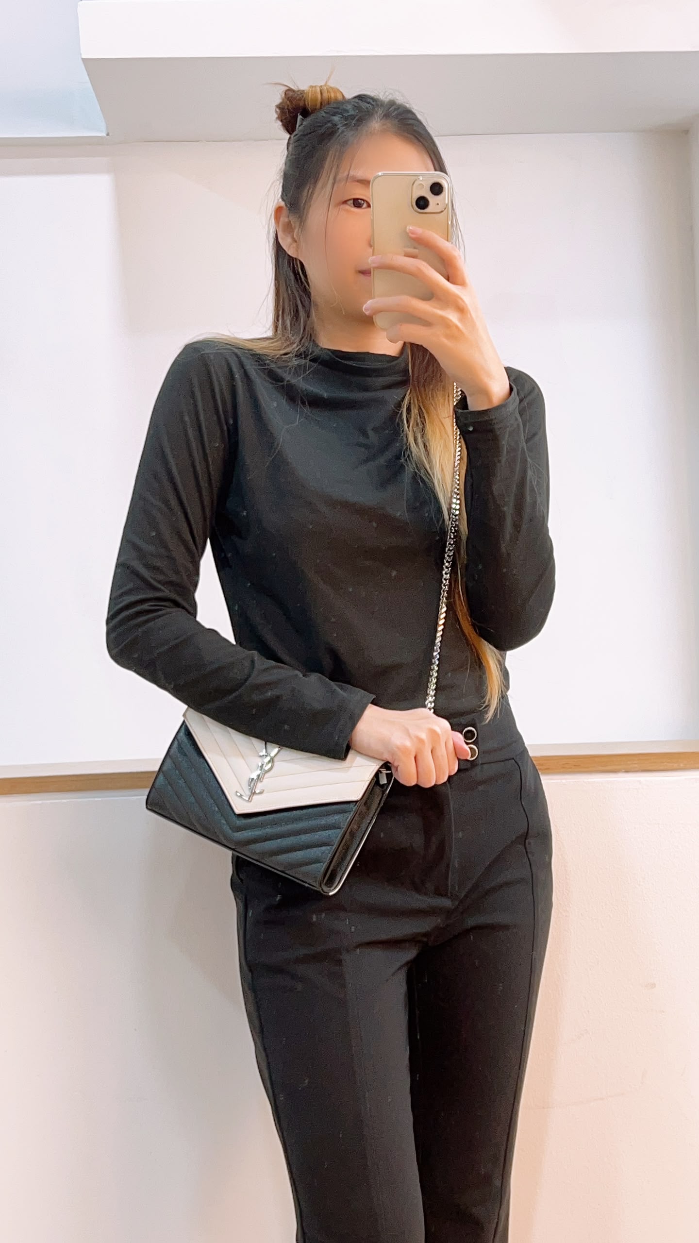 YSL Black x White Grain de Poudre Cassandre Envelope WOC (SHW)
