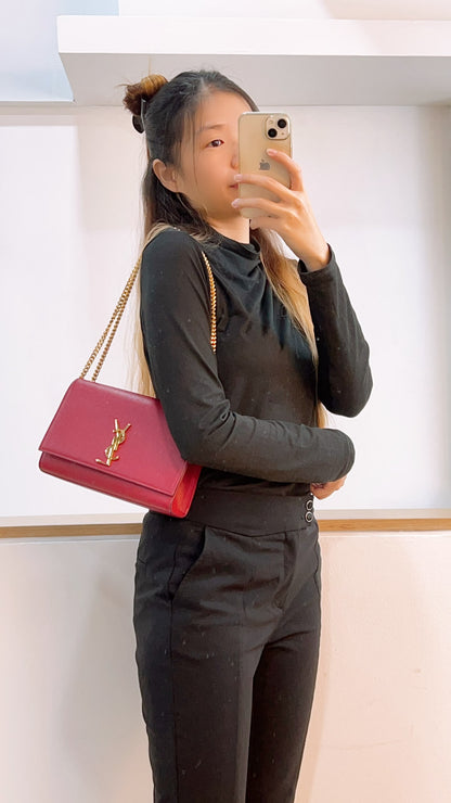 YSL Red Medium Kate Bag (GHW)