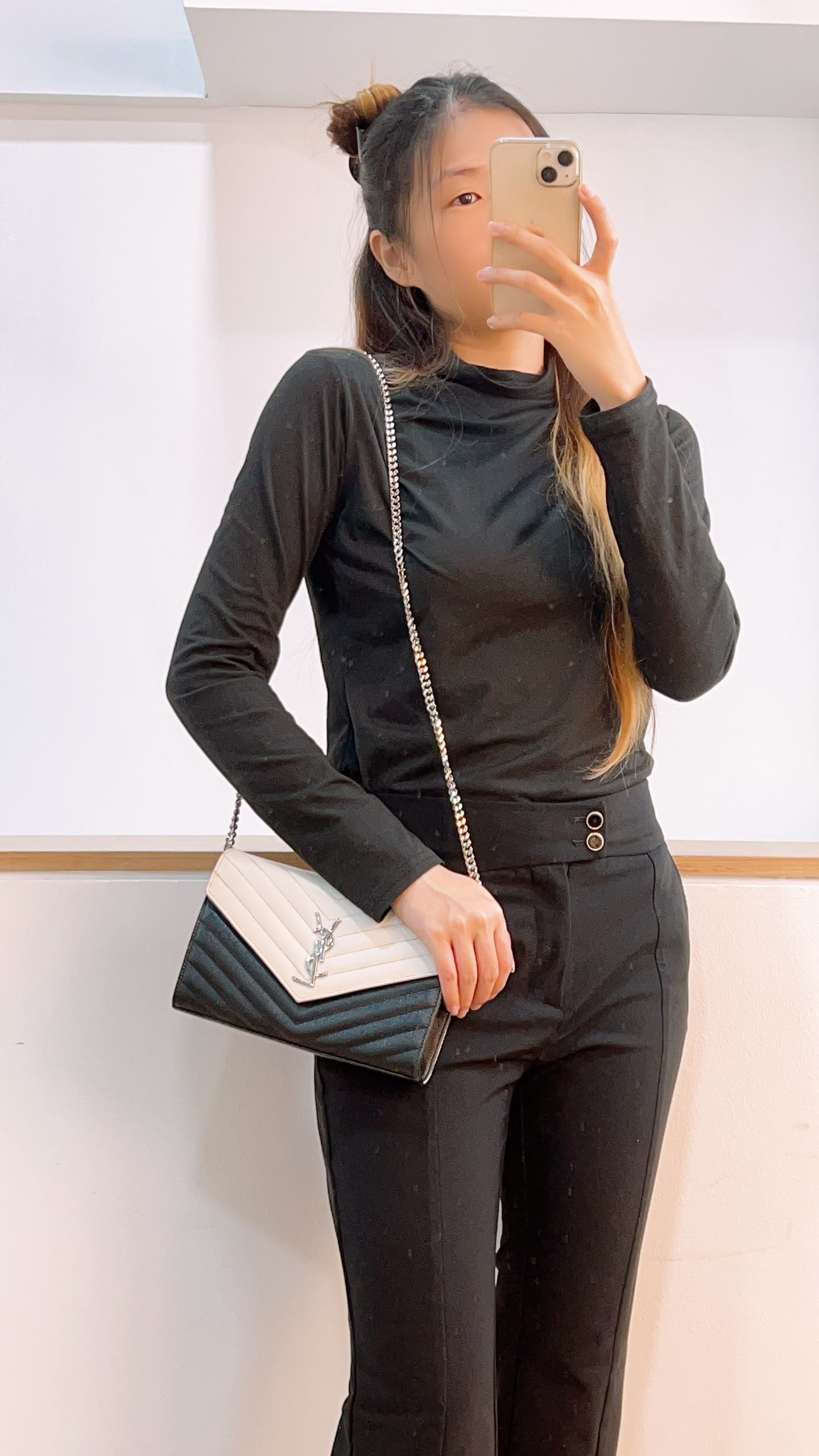 YSL Black x White Grain de Poudre Cassandre Envelope WOC (SHW)