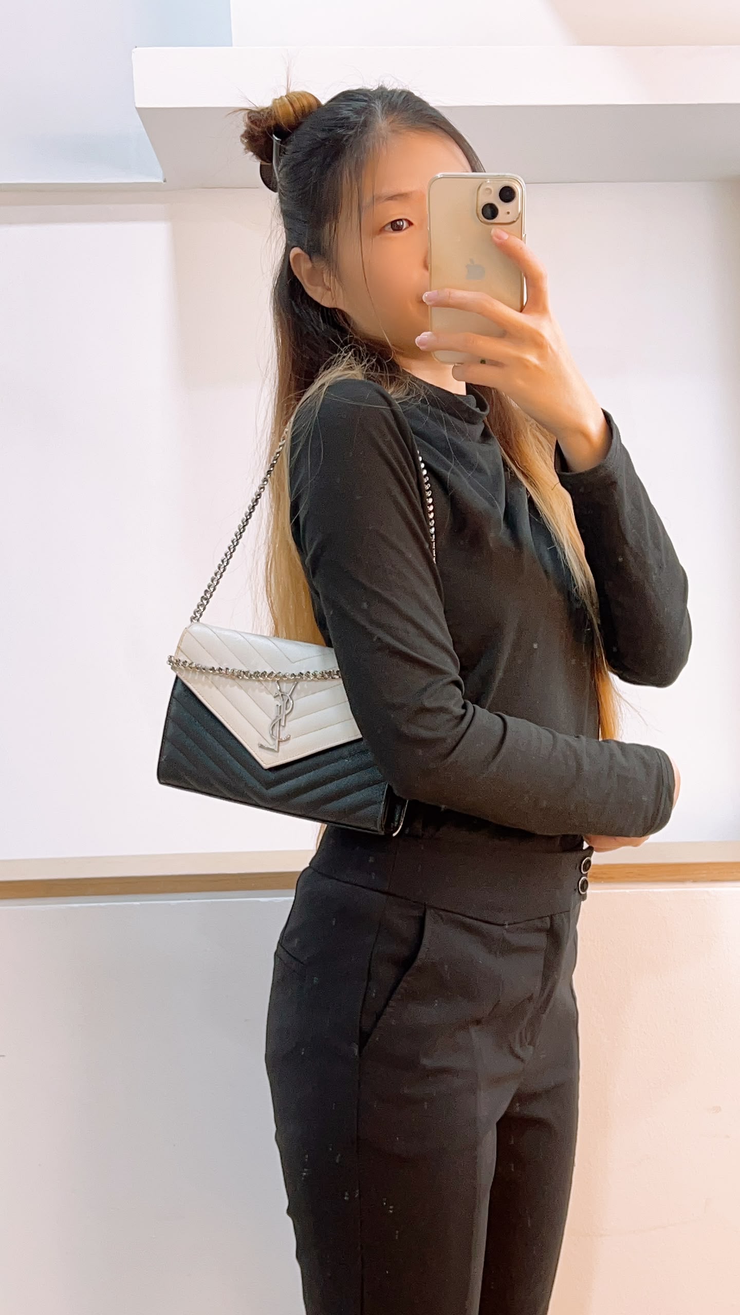 YSL Black x White Grain de Poudre Cassandre Envelope WOC (SHW)
