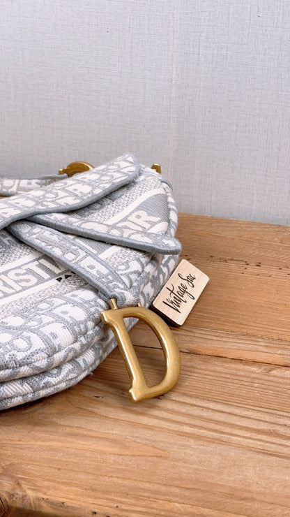 Dior Grey Oblique Medium Saddle (GHW)