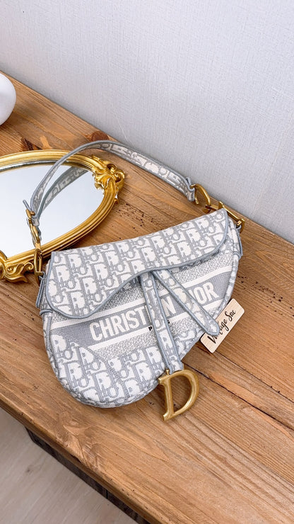 Dior Grey Oblique Medium Saddle (GHW)