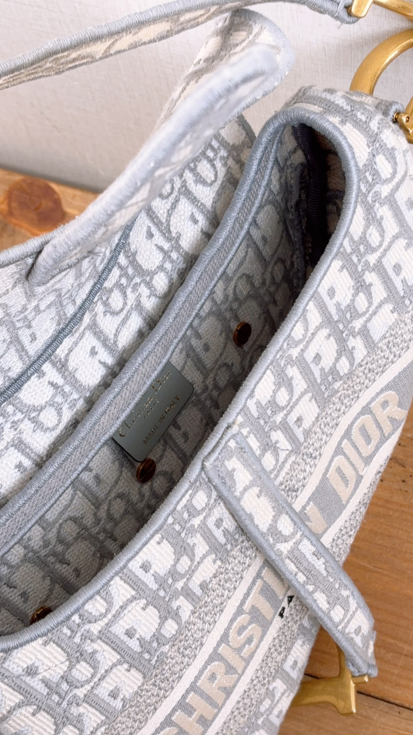 Dior Grey Oblique Medium Saddle (GHW)