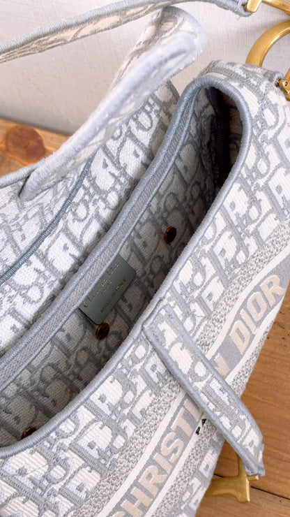 Dior Grey Oblique Medium Saddle (GHW)