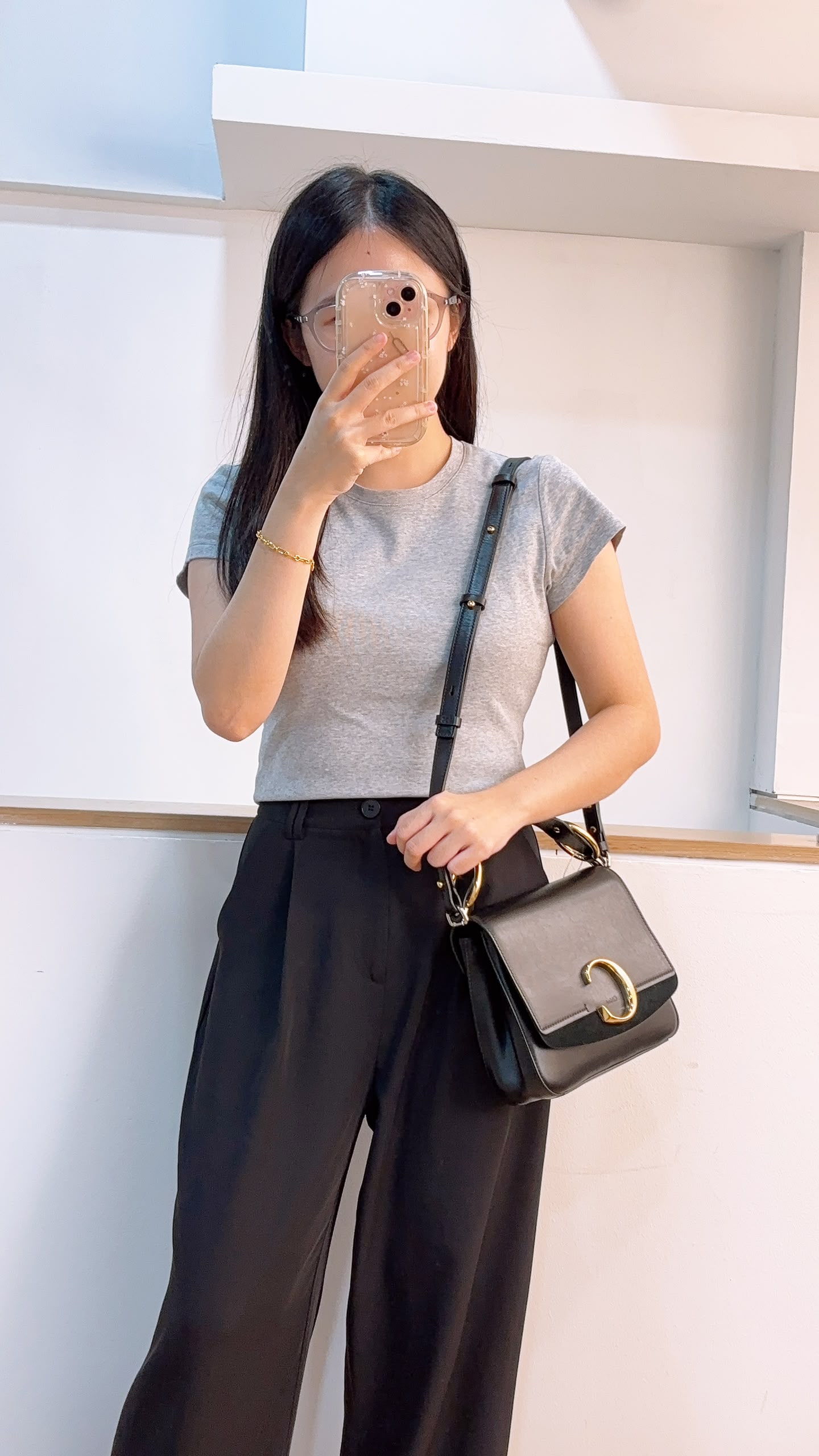 Chloe Black Calfskin Small C Crossbody Bag (GHW)