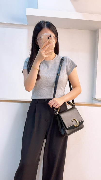 Chloe Black Calfskin Small C Crossbody Bag (GHW)