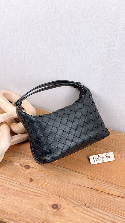 Bottega Veneta Black Calfskin Intrecciato Mini Wallace