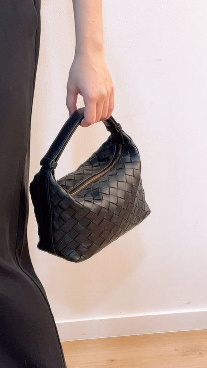 Bottega Veneta Black Calfskin Intrecciato Mini Wallace