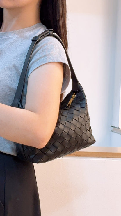 Bottega Veneta Black Calfskin Intrecciato Mini Wallace