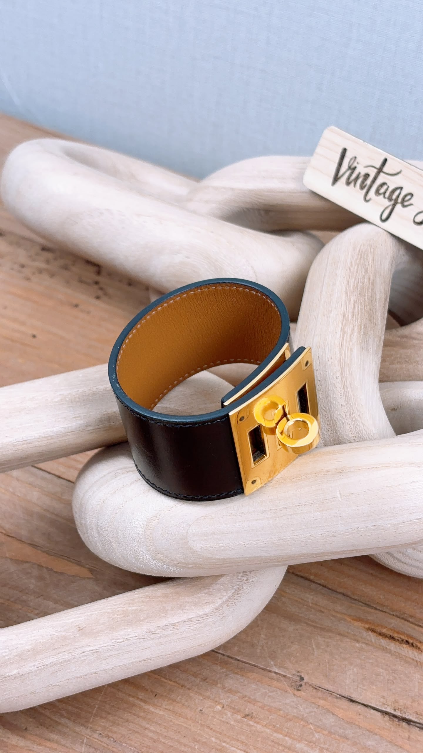 Hermes Black Kelly Dog Bracelet 35mm