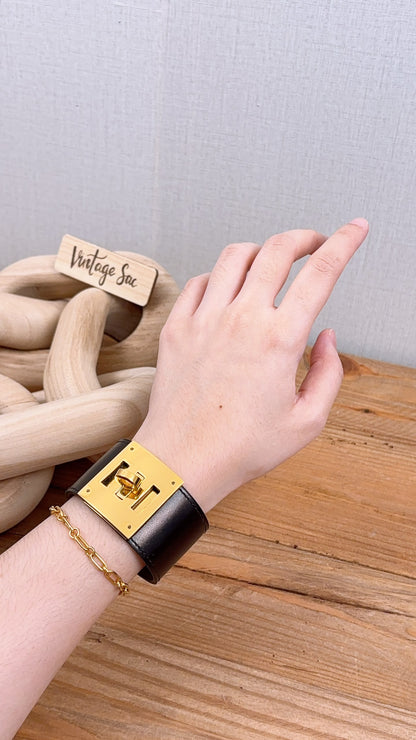 Hermes Black Kelly Dog Bracelet 35mm