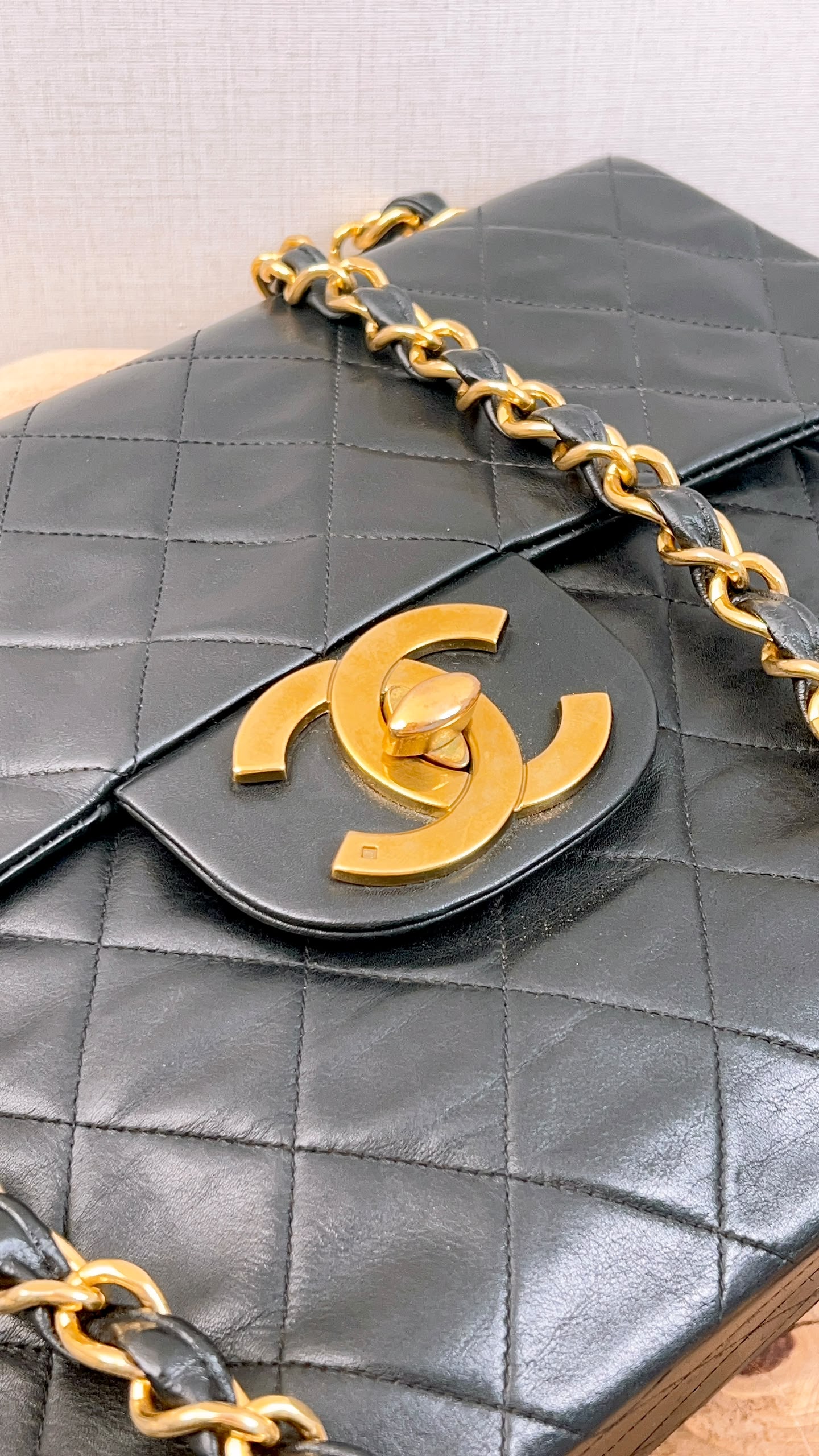 Chanel Black Lambskin Vintage Maxi CC Flap (GHW)