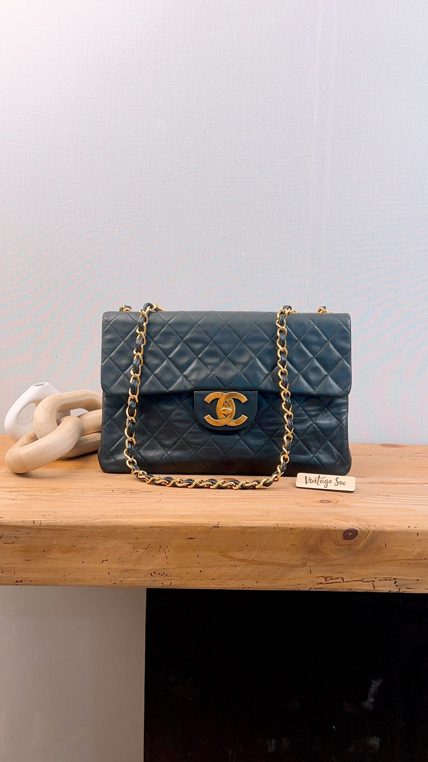 Chanel Black Lambskin Vintage Maxi CC Flap (GHW)