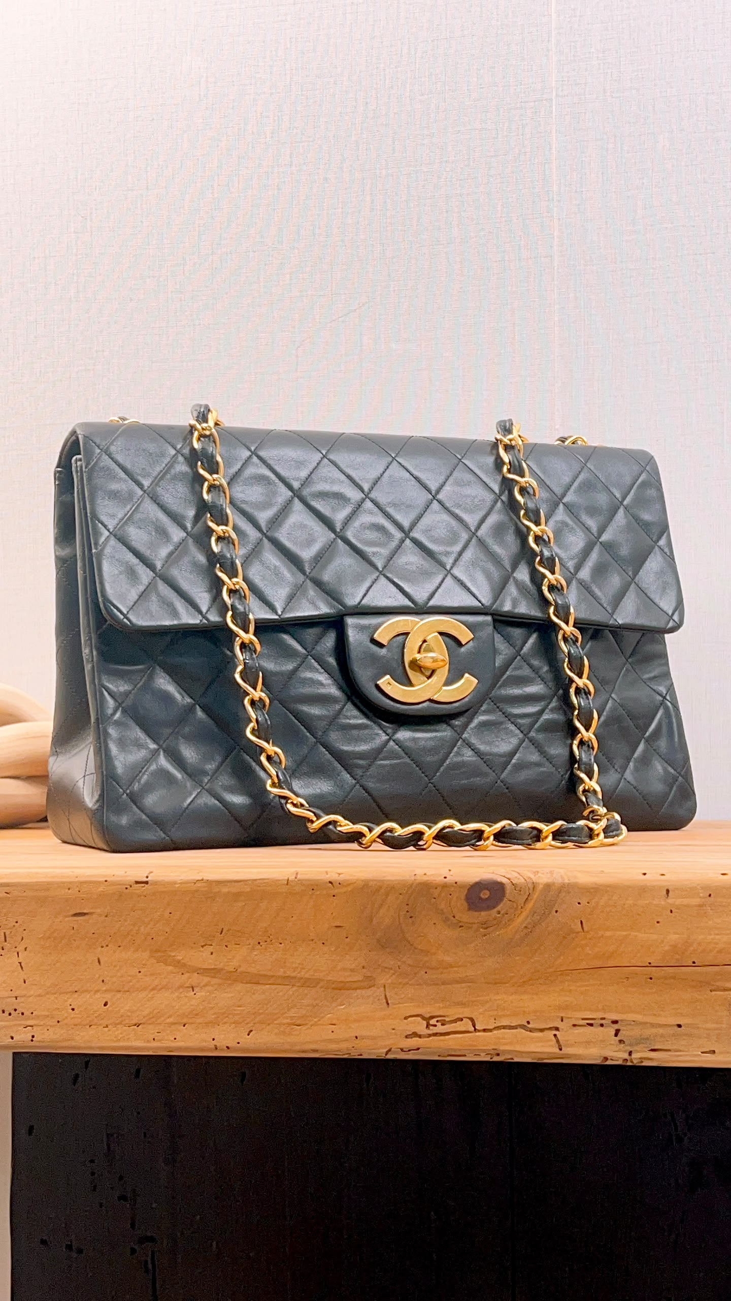 Chanel Black Lambskin Vintage Maxi CC Flap (GHW)