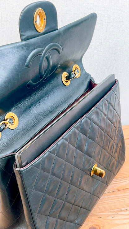 Chanel Black Lambskin Vintage Maxi CC Flap (GHW)