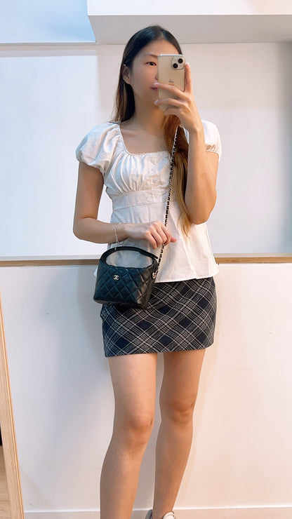 Chanel Black Caviar Mini Hobo Clutch w Chain (GHW)