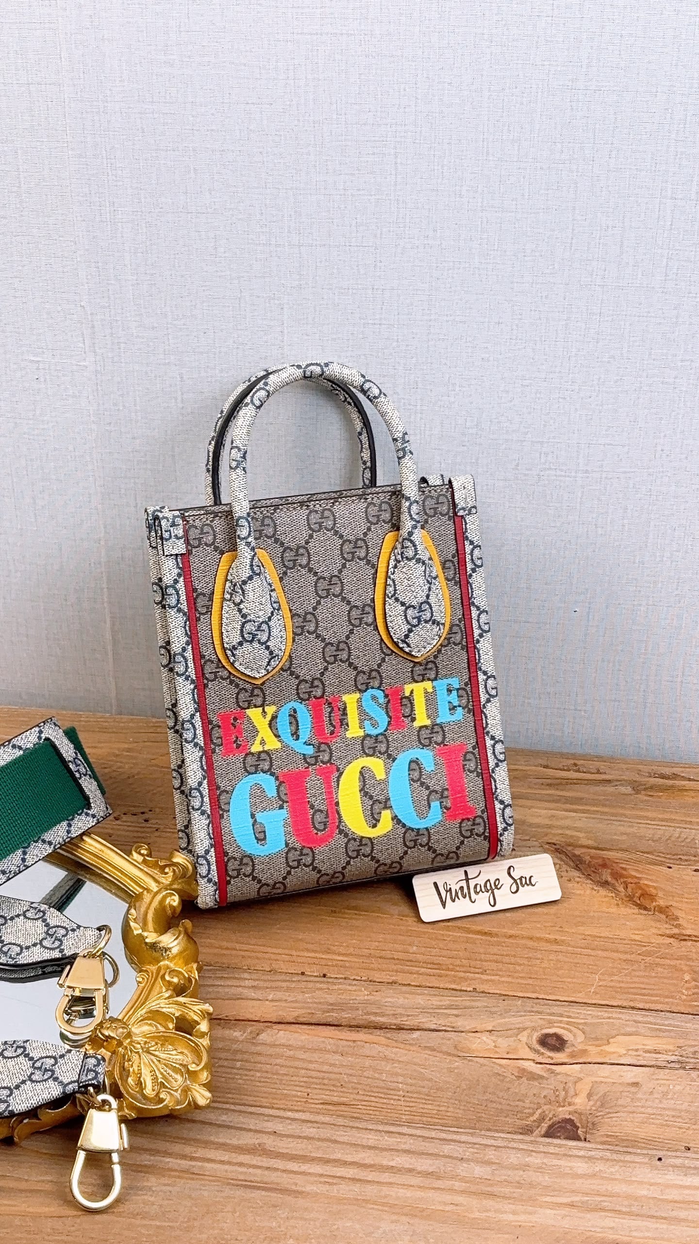 Gucci Supreme Canvas Exquisite Mini Vertical Tote