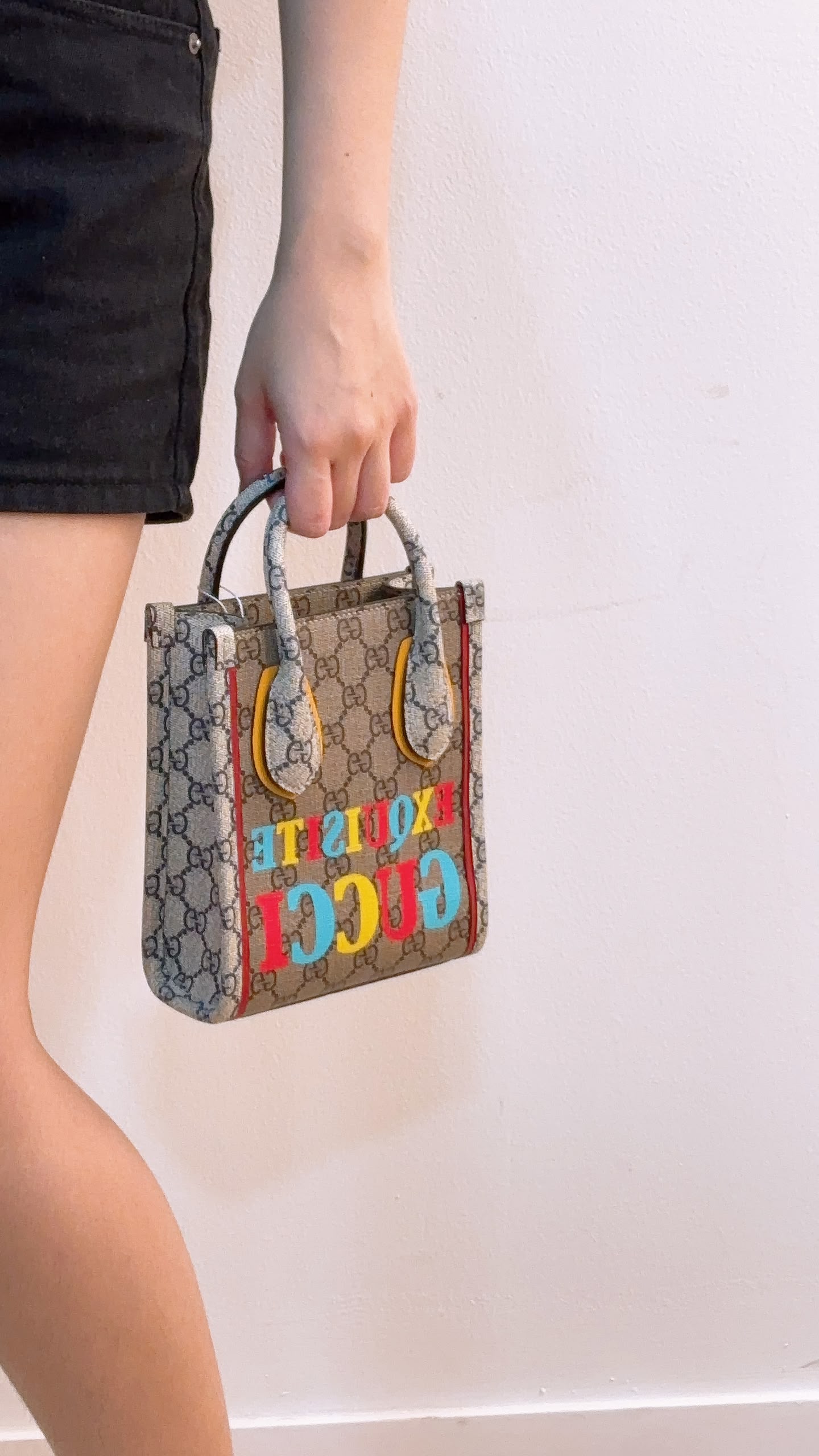 Gucci Supreme Canvas Exquisite Mini Vertical Tote