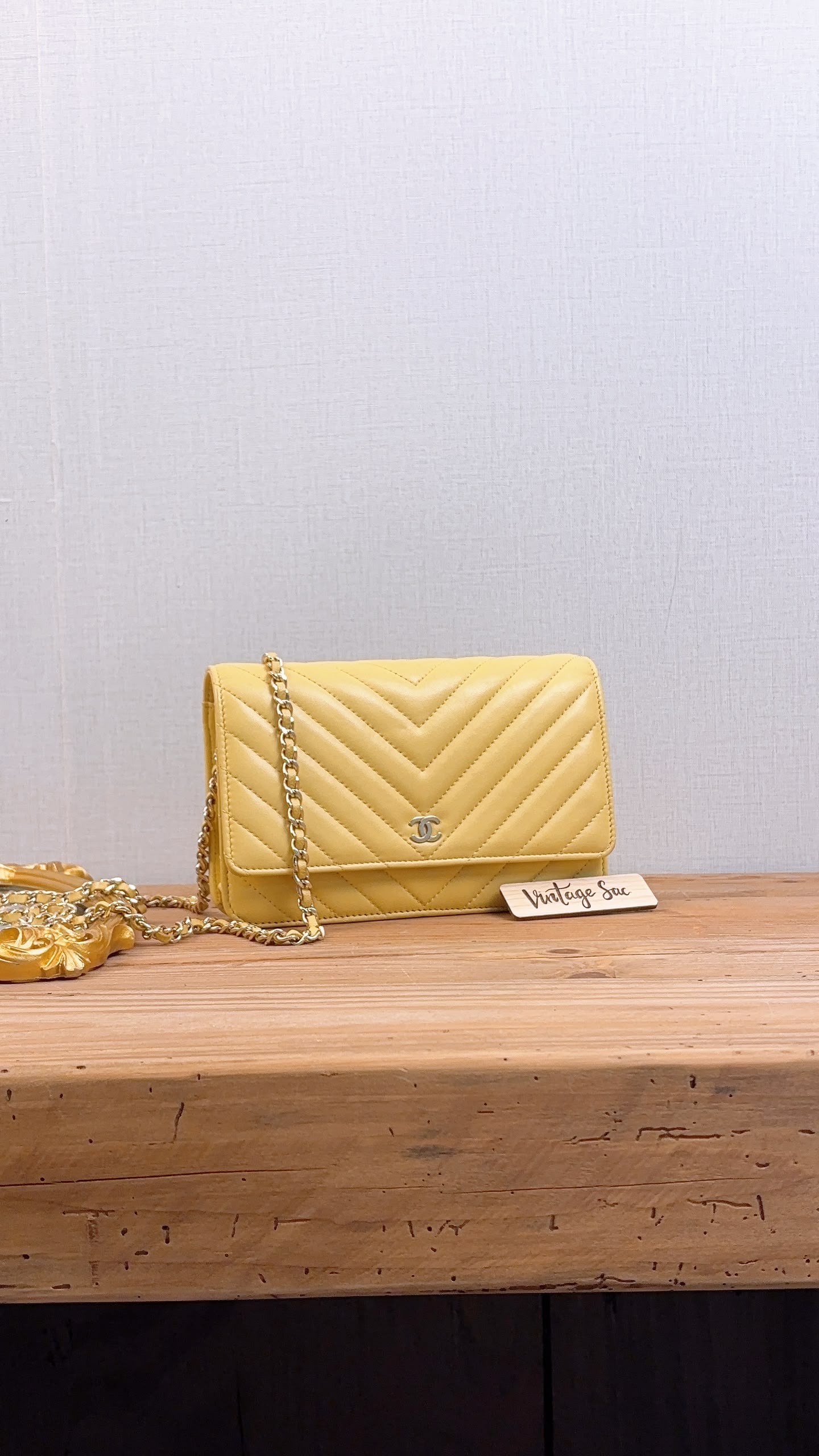 Chanel Yellow Lambskin Chevron Classic WOC (LGHW)