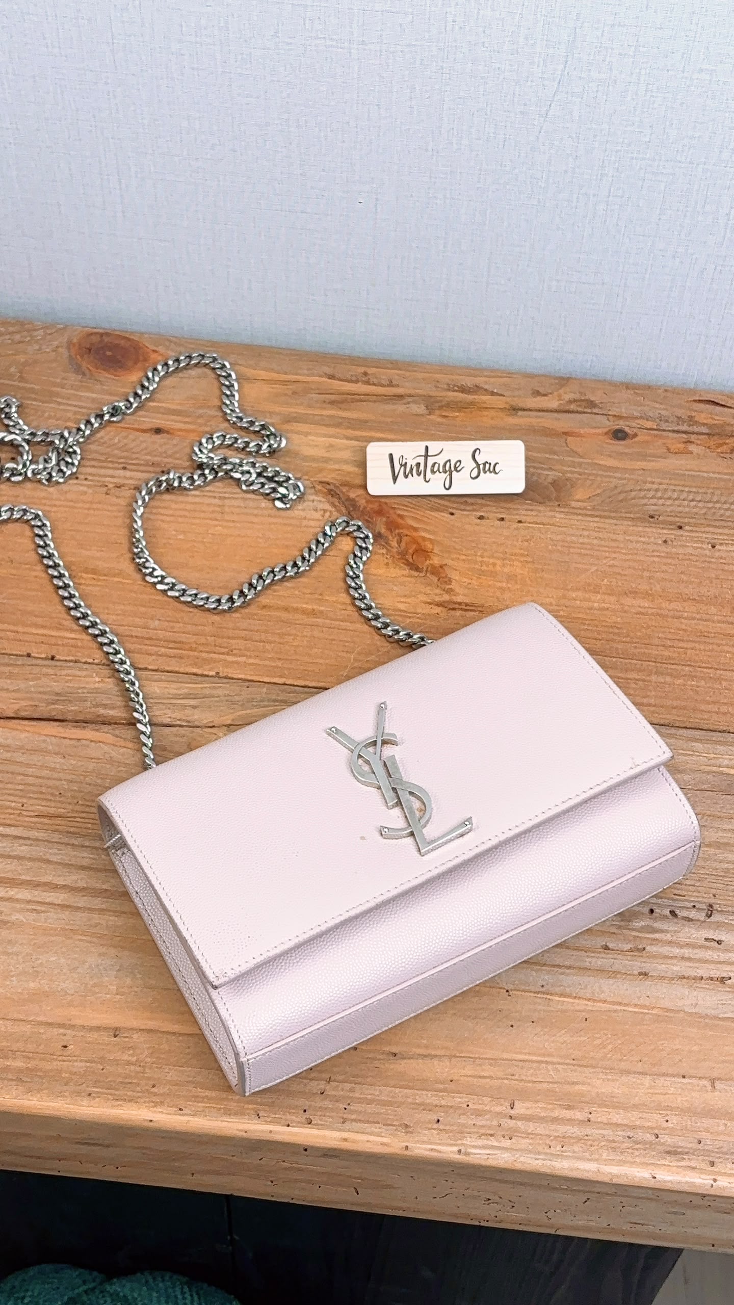 YSL Pink Pebbled Calfskin Small Kate (SHW)