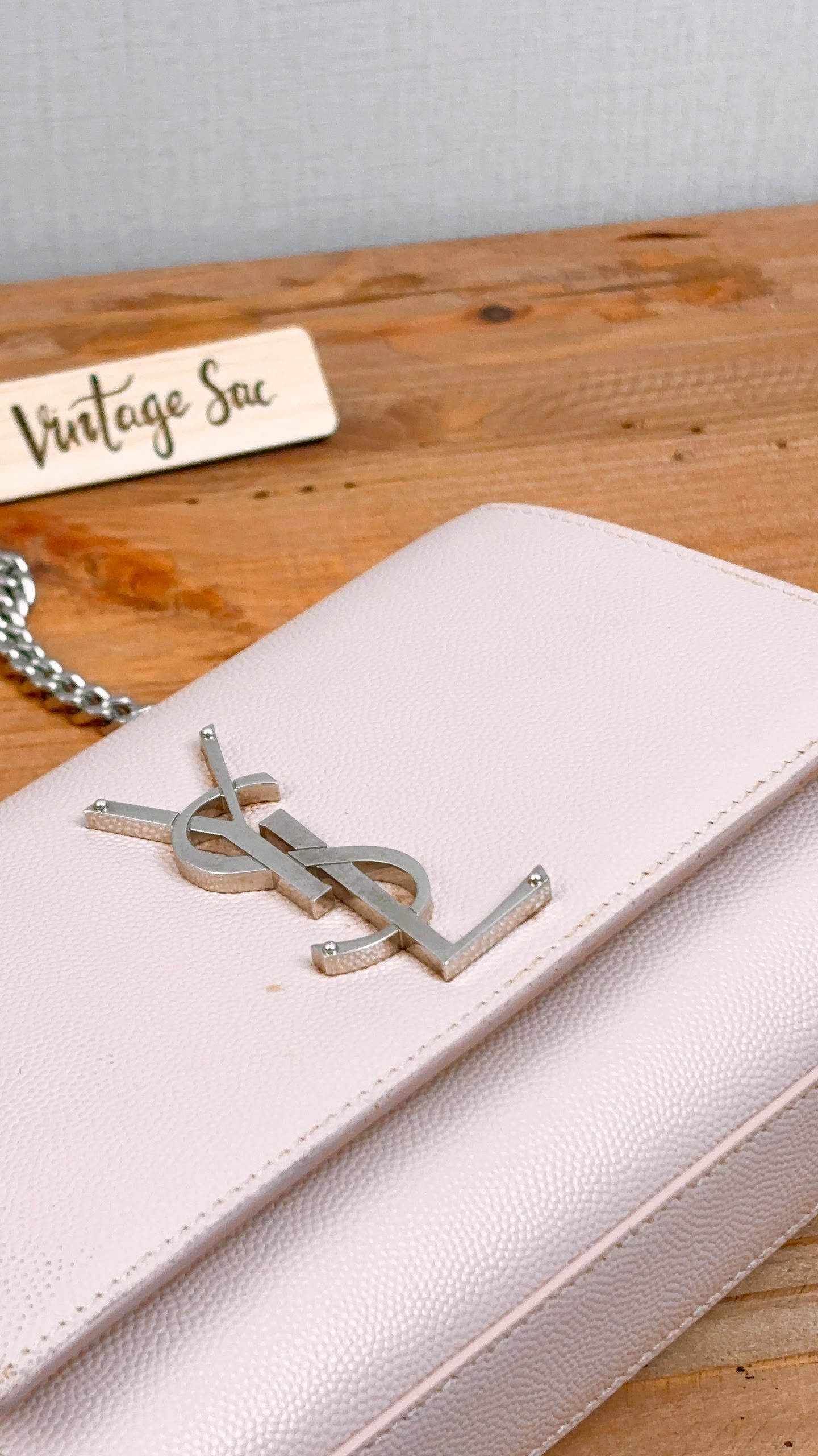 YSL Pink Pebbled Calfskin Small Kate (SHW)