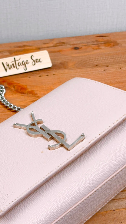 YSL Pink Pebbled Calfskin Small Kate (SHW)