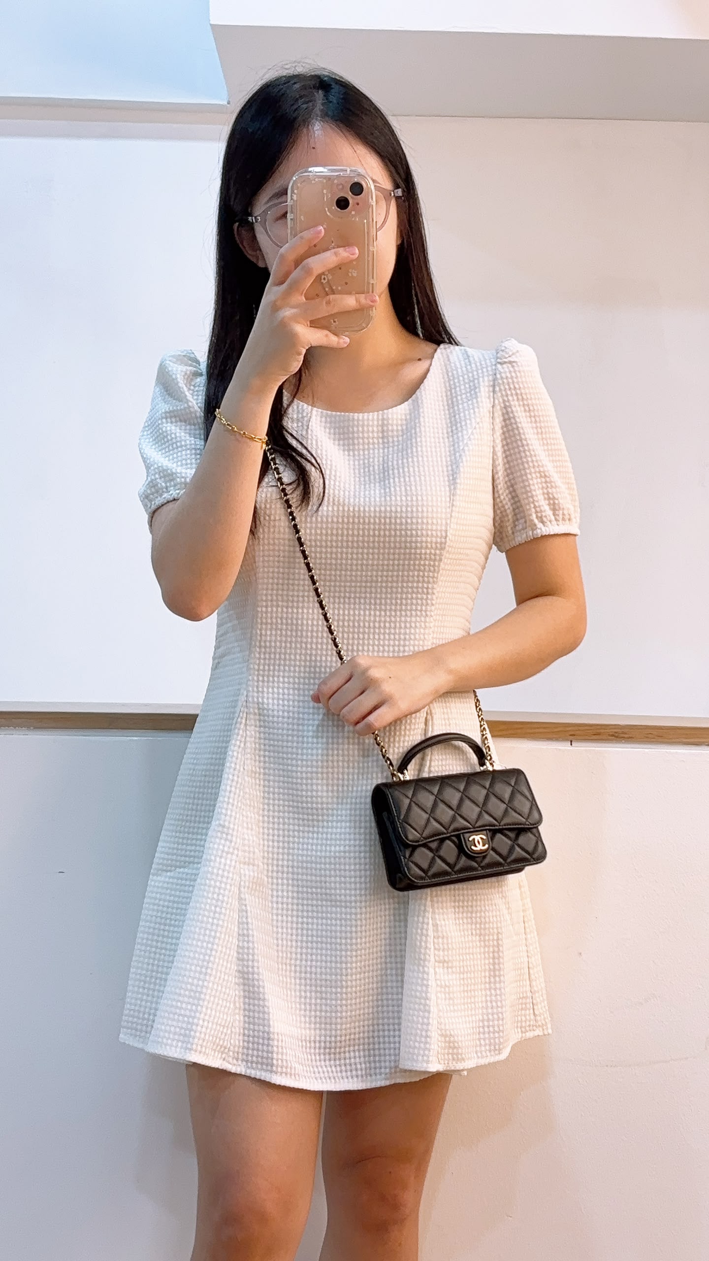 Chanel Black Lambskin Classic Phone Holder with Chain (LGHW)