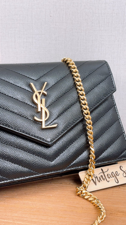 YSL Black Grain de Poudre Small Cassandre WOC (GHW)