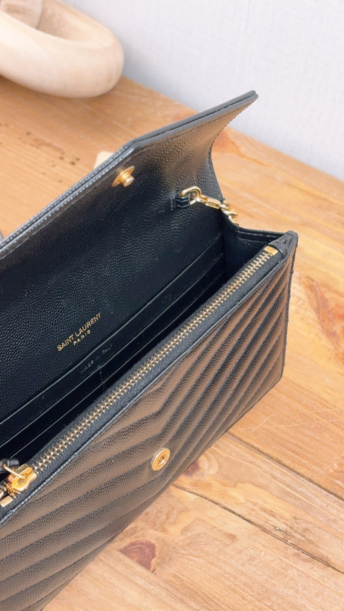 YSL Black Grain de Poudre Small Cassandre WOC (GHW)