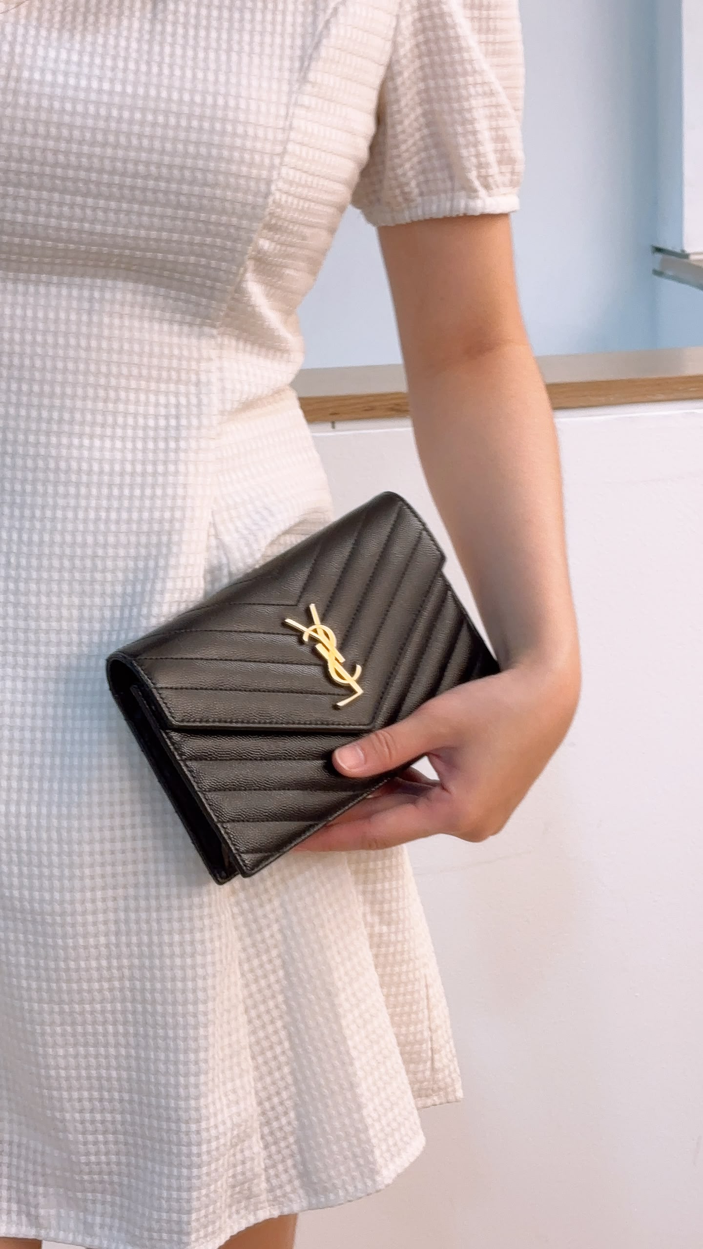 YSL Black Grain de Poudre Small Cassandre WOC (GHW)