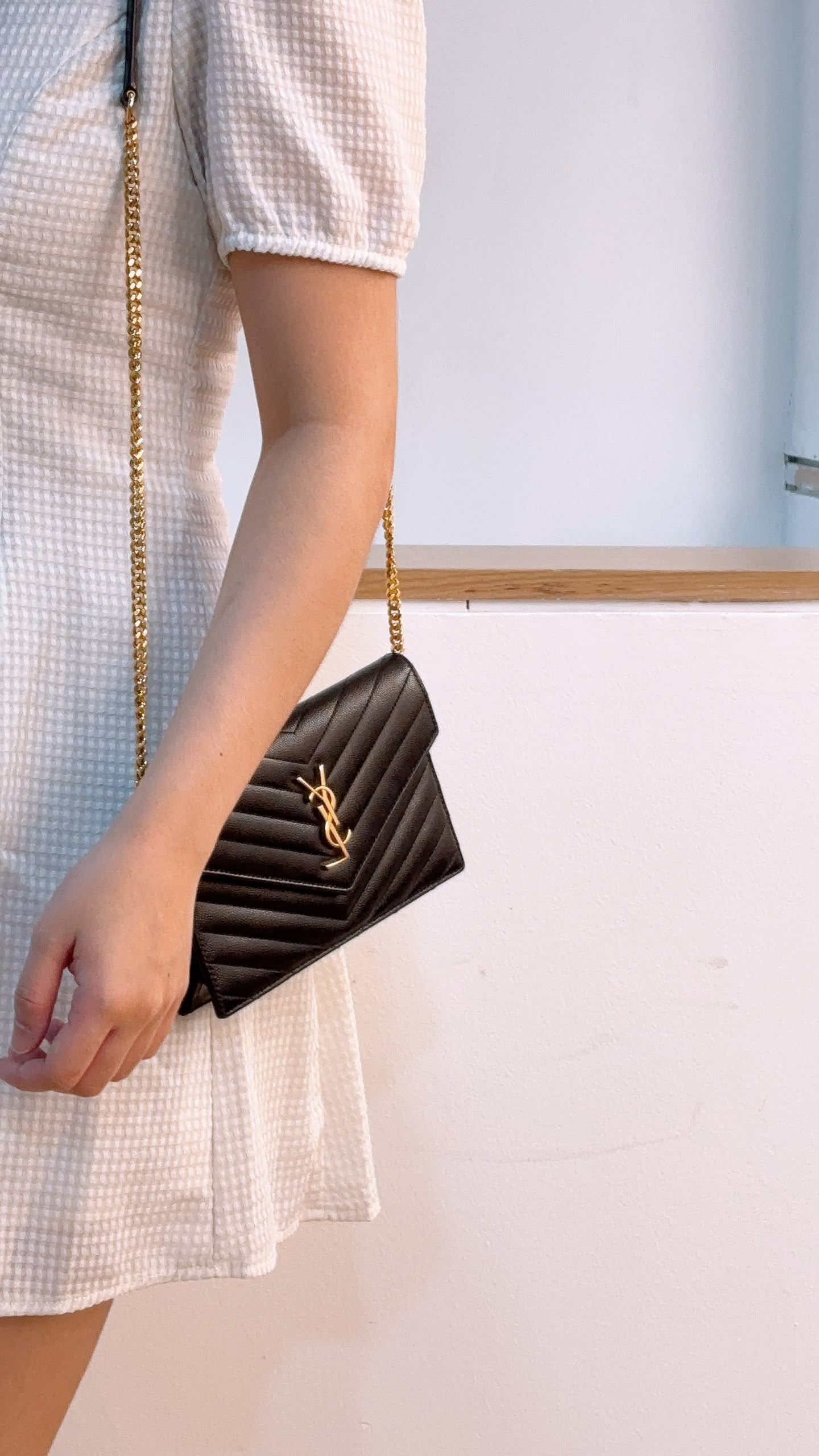 YSL Black Grain de Poudre Small Cassandre WOC (GHW)