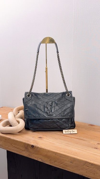 YSL Black Calfskin Medium Niki (RHW)