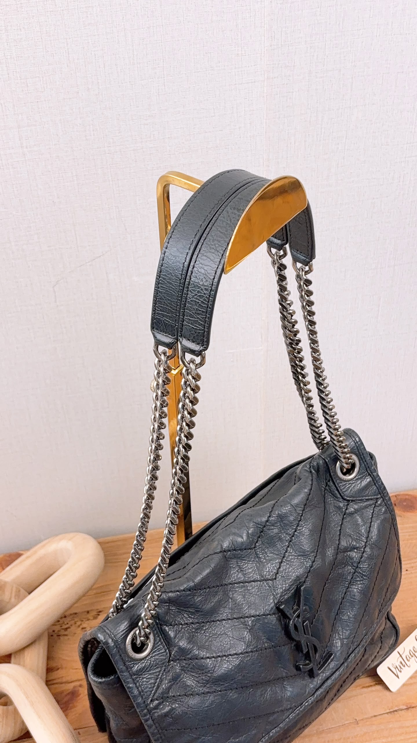 YSL Black Calfskin Medium Niki (RHW)