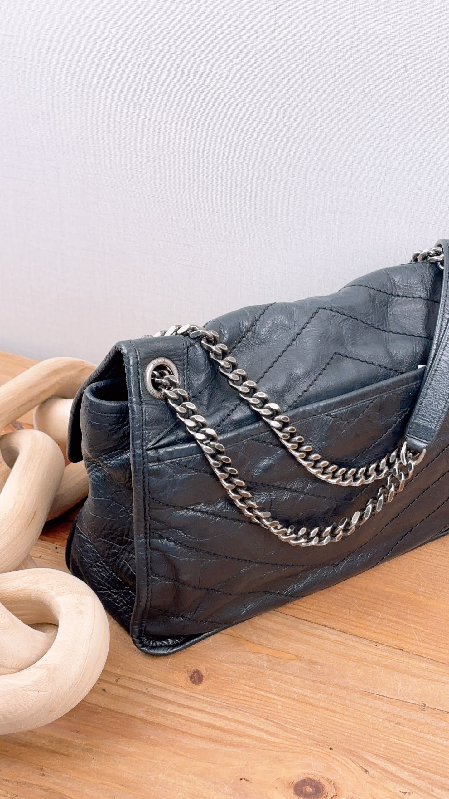 YSL Black Calfskin Medium Niki (RHW)