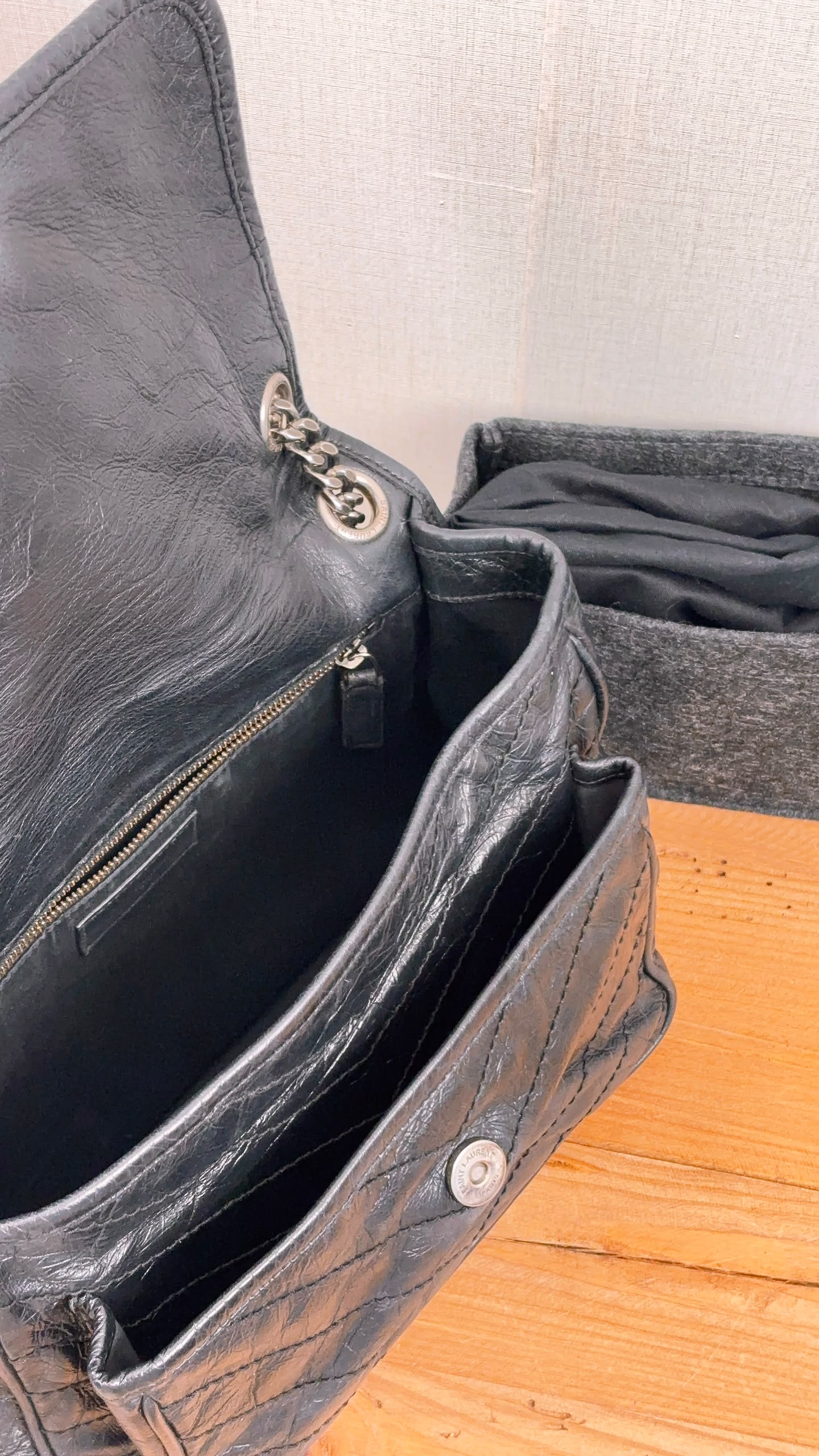 YSL Black Calfskin Medium Niki (RHW)
