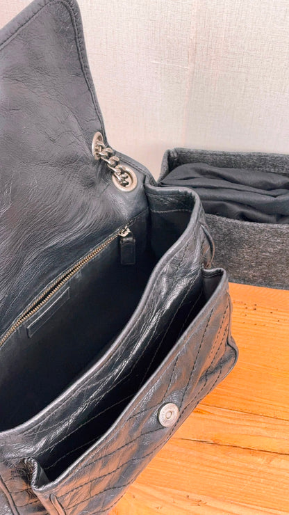 YSL Black Calfskin Medium Niki (RHW)