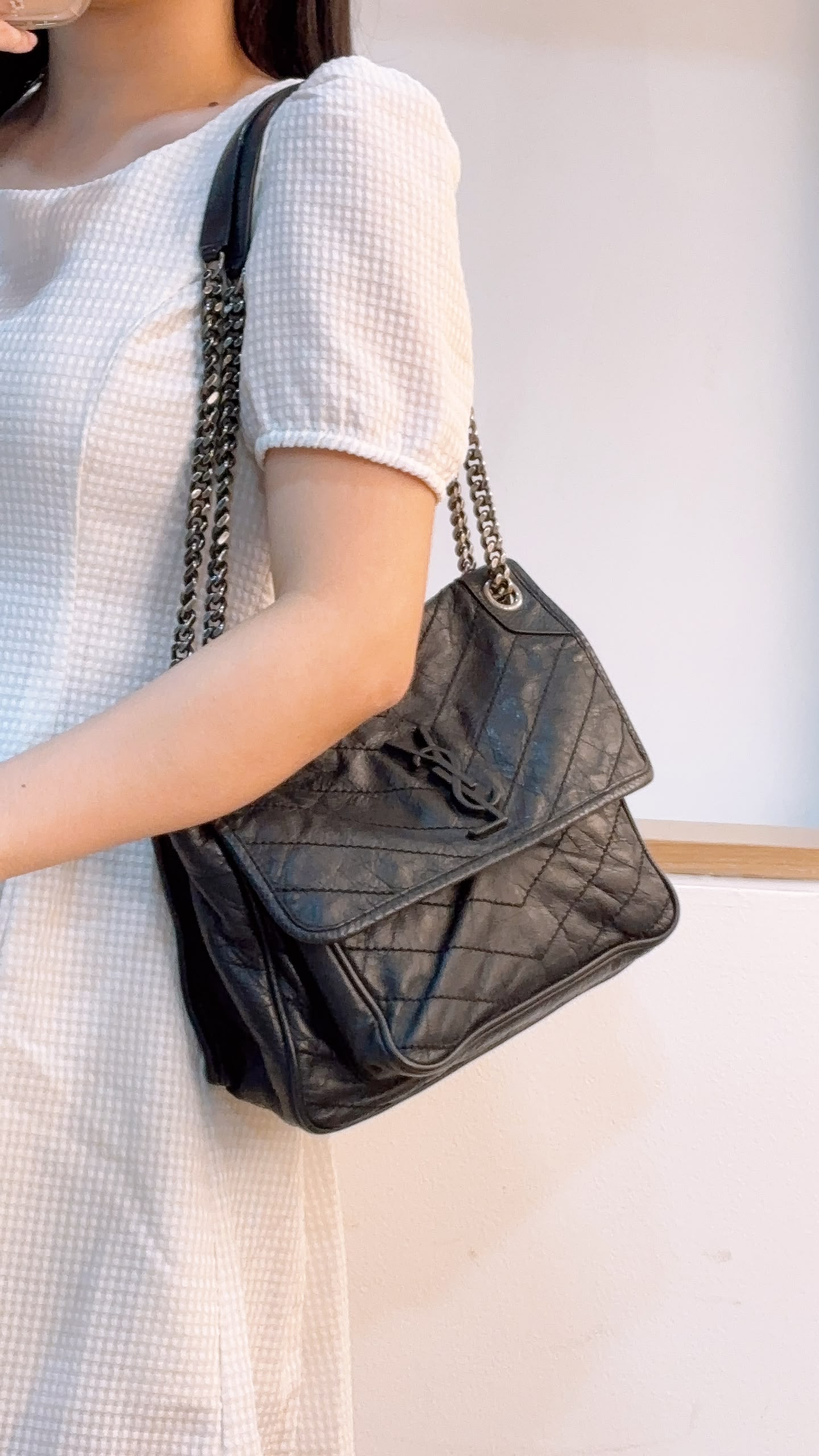 YSL Black Calfskin Medium Niki (RHW)